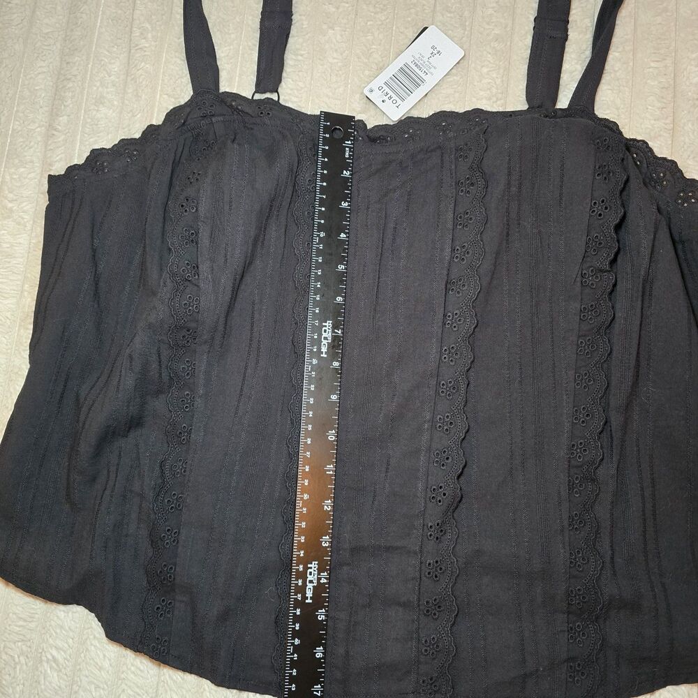Torrid Women Plus 2XL Black Eyelet Square Neck Cotton Cami Tank Top Buster NWT - Picture 9 of 9